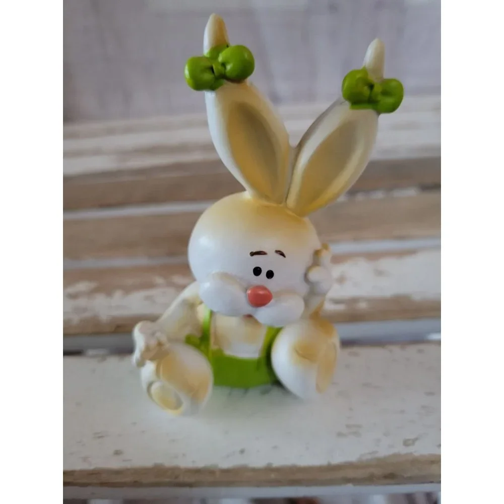 Easter bunny rabbit village‎ figurine boy overalls figurine